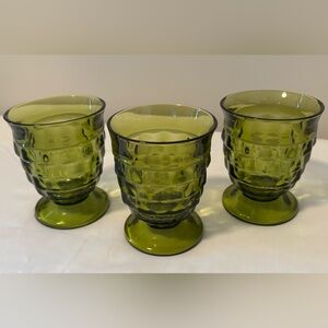 Vintage Whitehall 9oz Footed Tumbler Avocado Green Cube Pattern Discontinued, 3